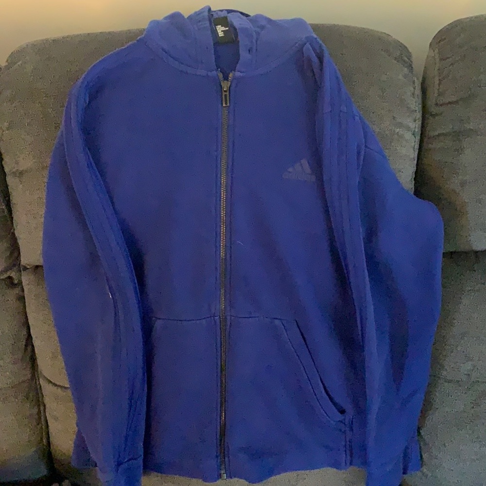 Blue adidas zip up hoodie